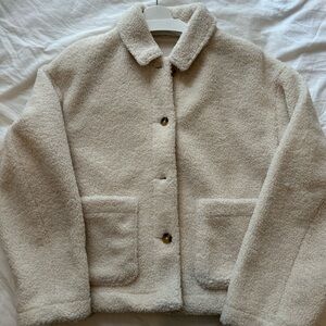 NWT Uniqlo Pile-Lined Fleece Jacket in Cream, Size Medium